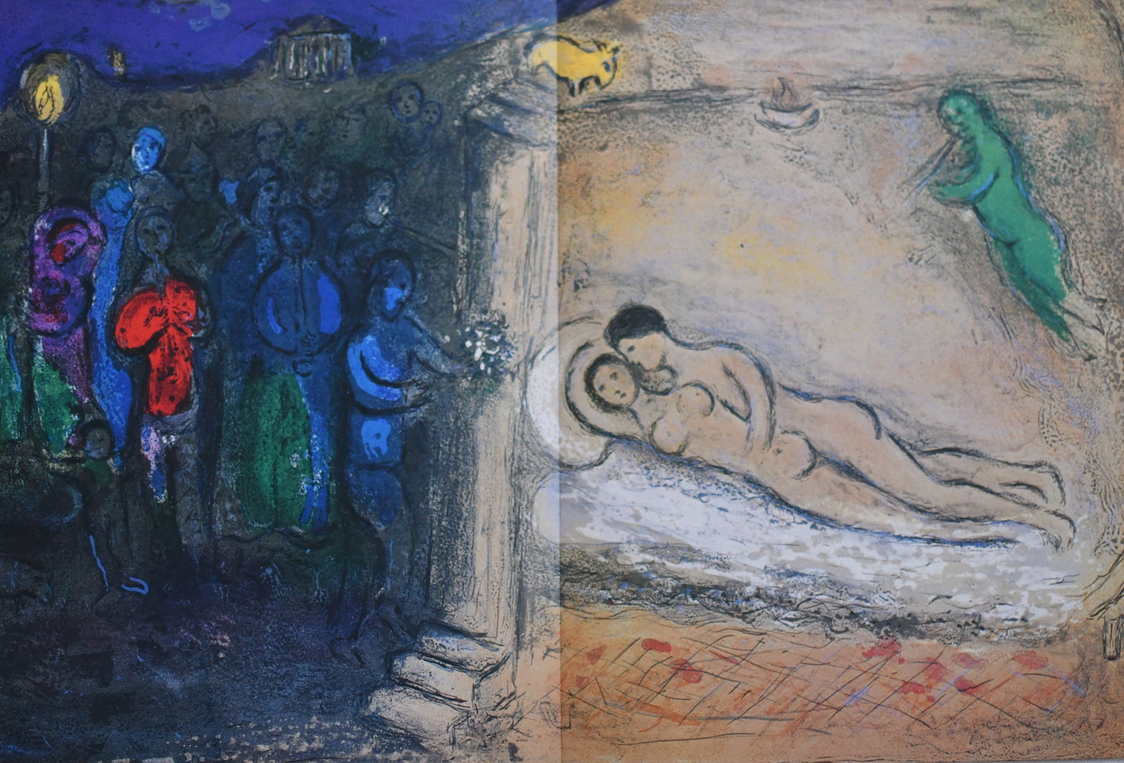 Chagall - The Wedding Night ?After?: Artist: Marc ChagallTitle: The Wedding NightDimensions: 19in. by 13inEdition: From the rare limited editionPublisher: The Limited Editions Club INC.Suite: Daphins and ChloeMedium: