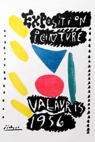 Picasso 1956 Exposition Vallauris ?After?: Lithograph Print Pablo Picasso 1956 Exposition Vallauris Size 9.5x12 inches Plate Signed