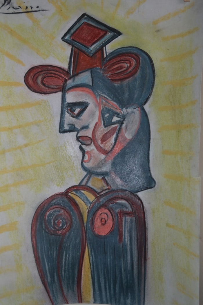 Pablo Picasso - Buste Of Woman: Artist: Pablo Picasso Title: Busted Of WomanDimensions: 19.5X13.5 InchesMedium: P Pencil On PaperCondition: Excellent?In the style of?"In the style of" works are works by an unknown creator whose