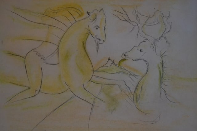 Salvador Dali - Le Bestiaire de la Fontaine - Le Cavalier et le cerf, 1974: Artist: Salvador DaliTitle: Le Bestiaire de la Fontaine - Le Cavalier et le cerf, 1974Dimensions: 17.5X13.5 InchesMedium: Pencil On PaperCondition: Excellent?In the style of?"In the style of" works ar
