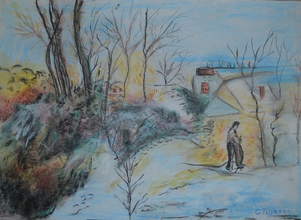 Camille Pissarro - Untitled: Artist: Camille PissarroTitle: UntitledDimensions: 20x14 InchesMedium: Pastel On PaperCondition: Excellent?In the style of?"In the style of" works are works by an unknown creator whose style is strong