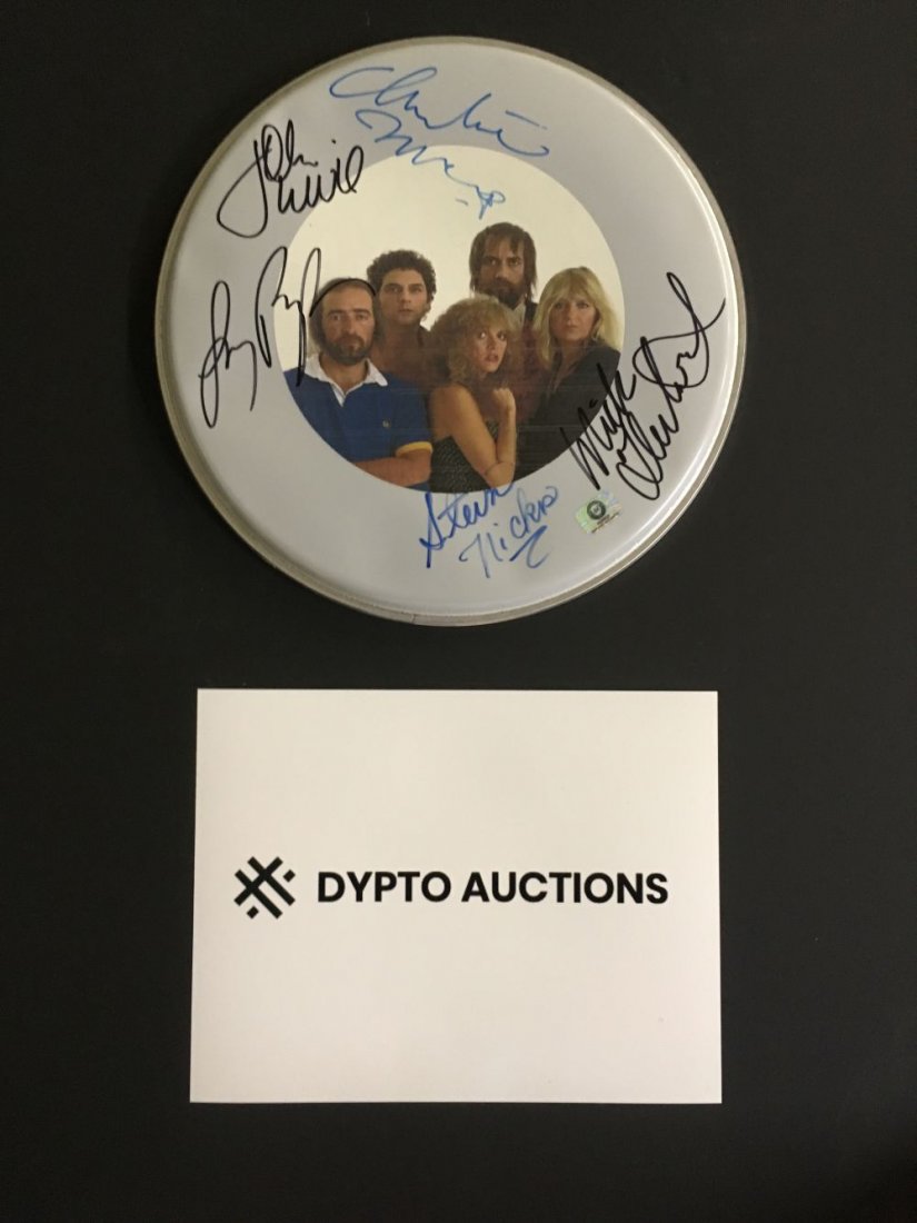 Autographed Fleetwood Mac 12 inch Drumhead (1 of 2)