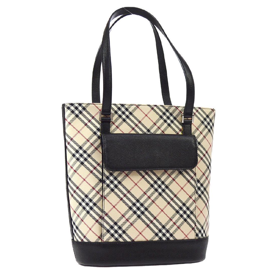 Vintage BURBERRY Black Beige Check Canvas Leather: Color:Black, Beige, Style:Shoulder Tote Bag Strap Drop:8.3 Depth:4.7 Material: Canvas, LeatherHeight:10.6 Width:8.5 Brand:BURBERRY No obvious wear and tear