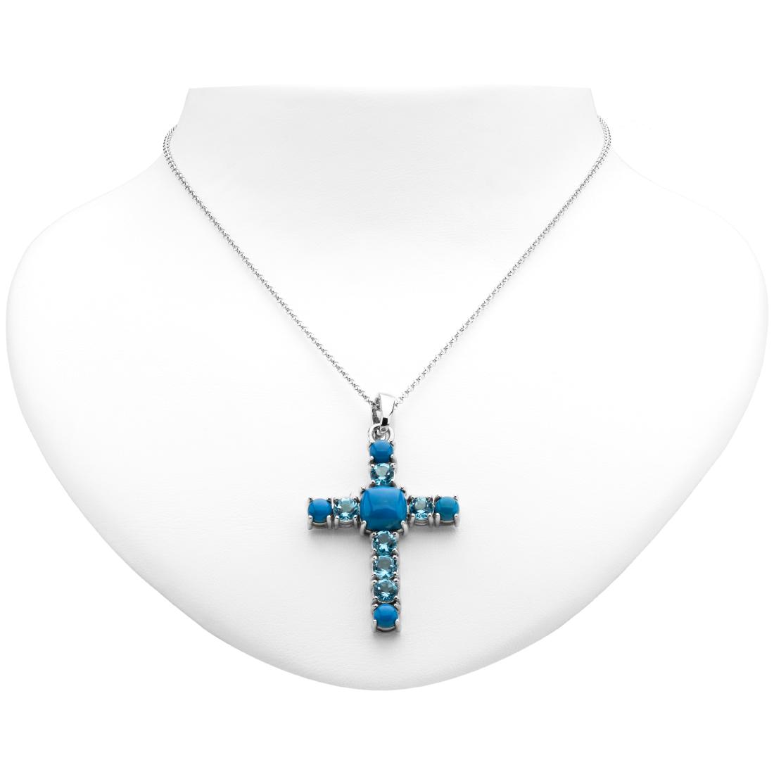 Sterling Silver Ceruleite & Blue Topaz Cross Enhancer (1 of 3)