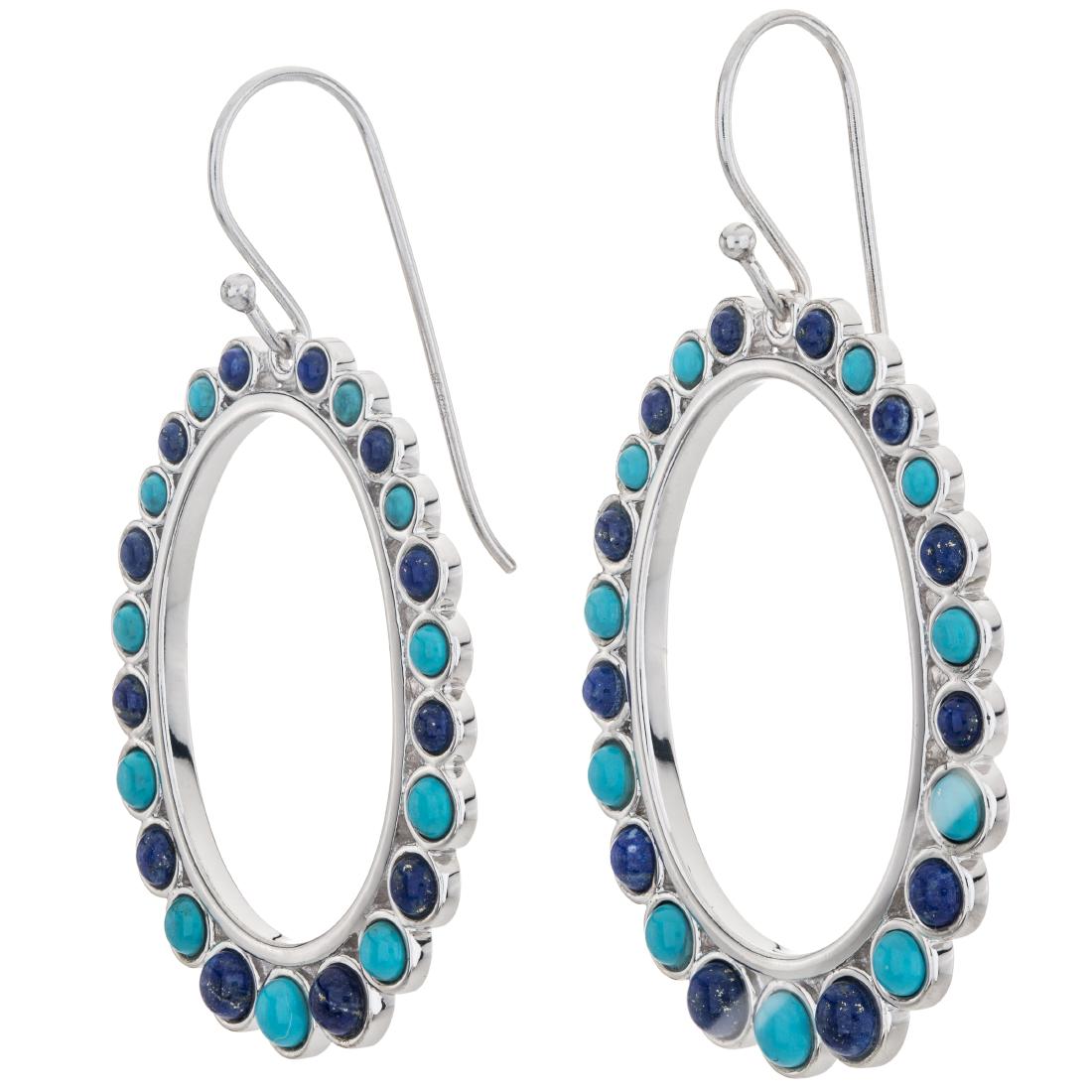 2" Sonora Beauty Turquoise and Lapis Hoop Earrings (1 of 3)