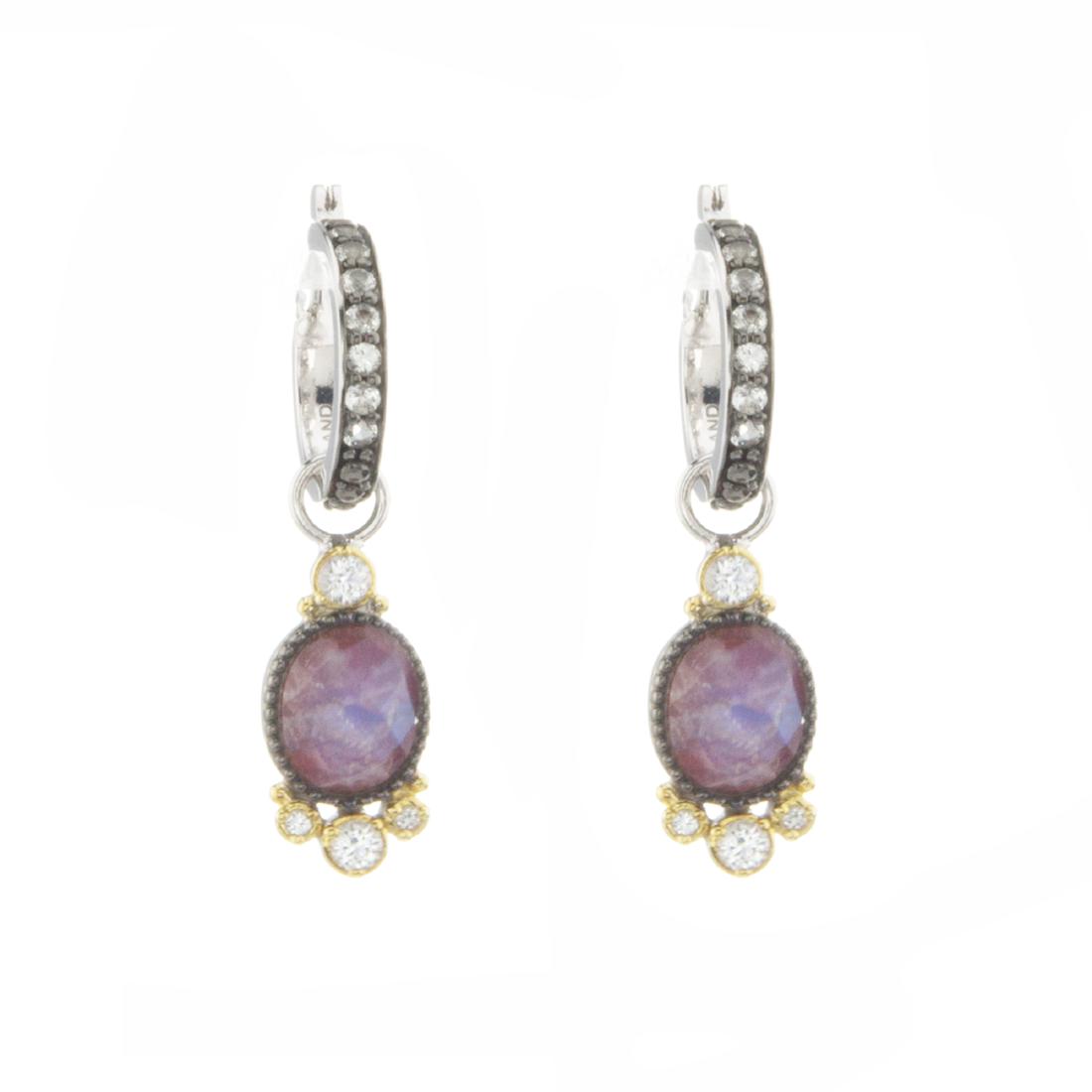 Rainbow Moonstone/Jasper and White Topaz Earrings (1 of 1)