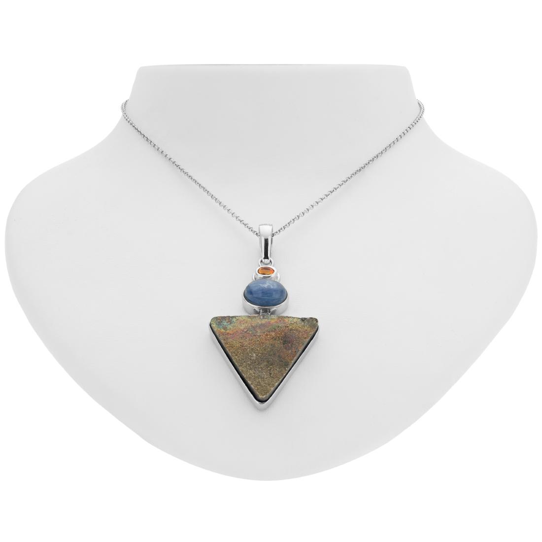 Rainbow Pyrite, Madeira Citrine and Kyanite Pendant (1 of 3)