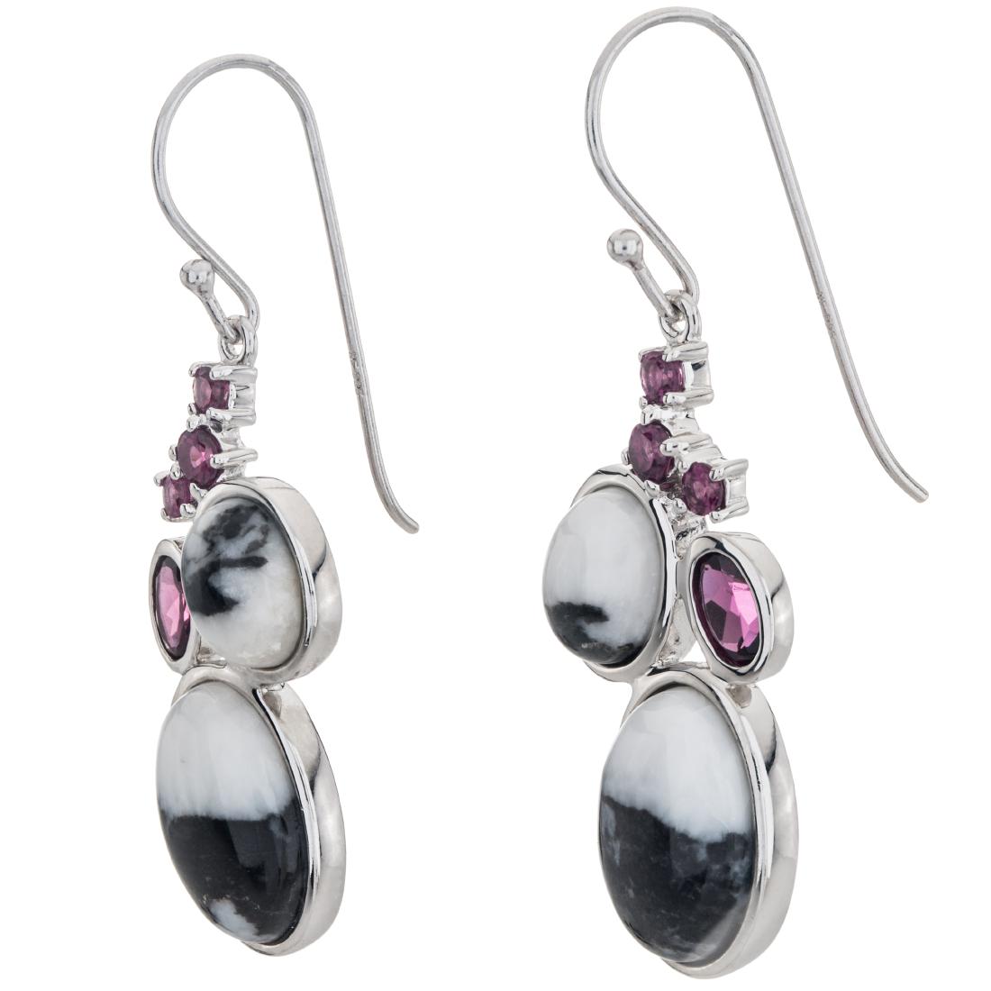 1.75" White Buffalo and Rhodolite Garnet Drop Earrings (1 of 3)