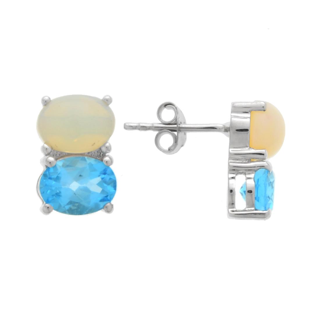 SterlingSilver Ethiopian Opal Swiss Blue Topaz Earrings (1 of 1)