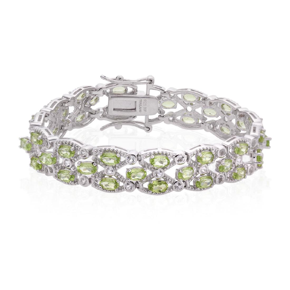 Sterling Silver 10.50ctw Peridot & White Topaz Bracelet (1 of 3)