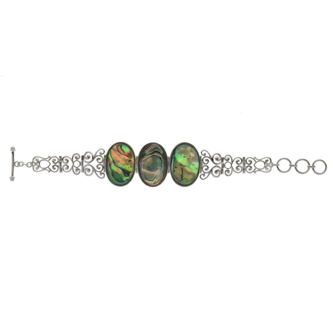 Sterling Silver Oval Abalone Adjustable Toggle Bracelet (1 of 1)