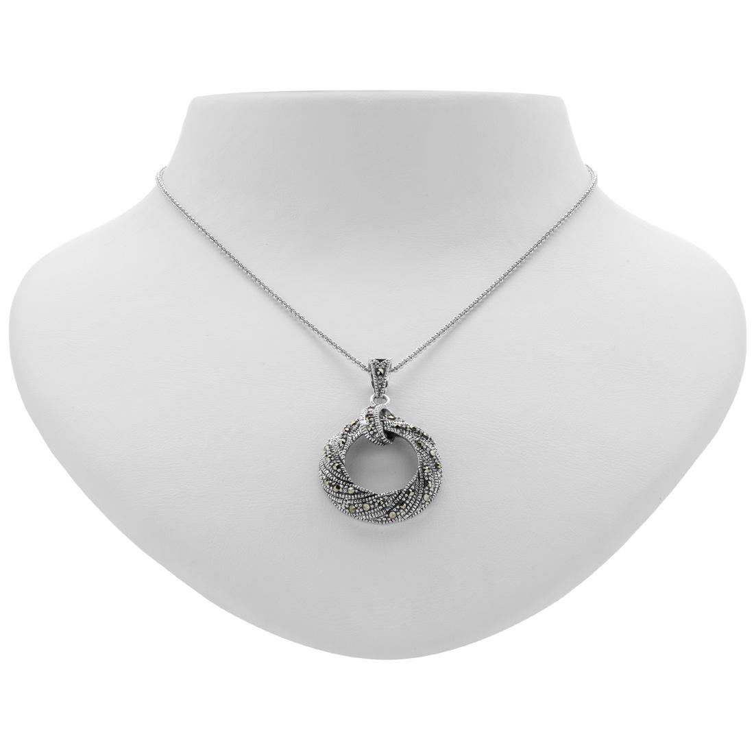 Marcasite Open Circle Pendant: From the Addison Lane Weekend Collection, this impressive open circle pendant is the ideal casual accessory. Light, free spirited and as lovely as a lazy summer day, this intricately detailed design i
