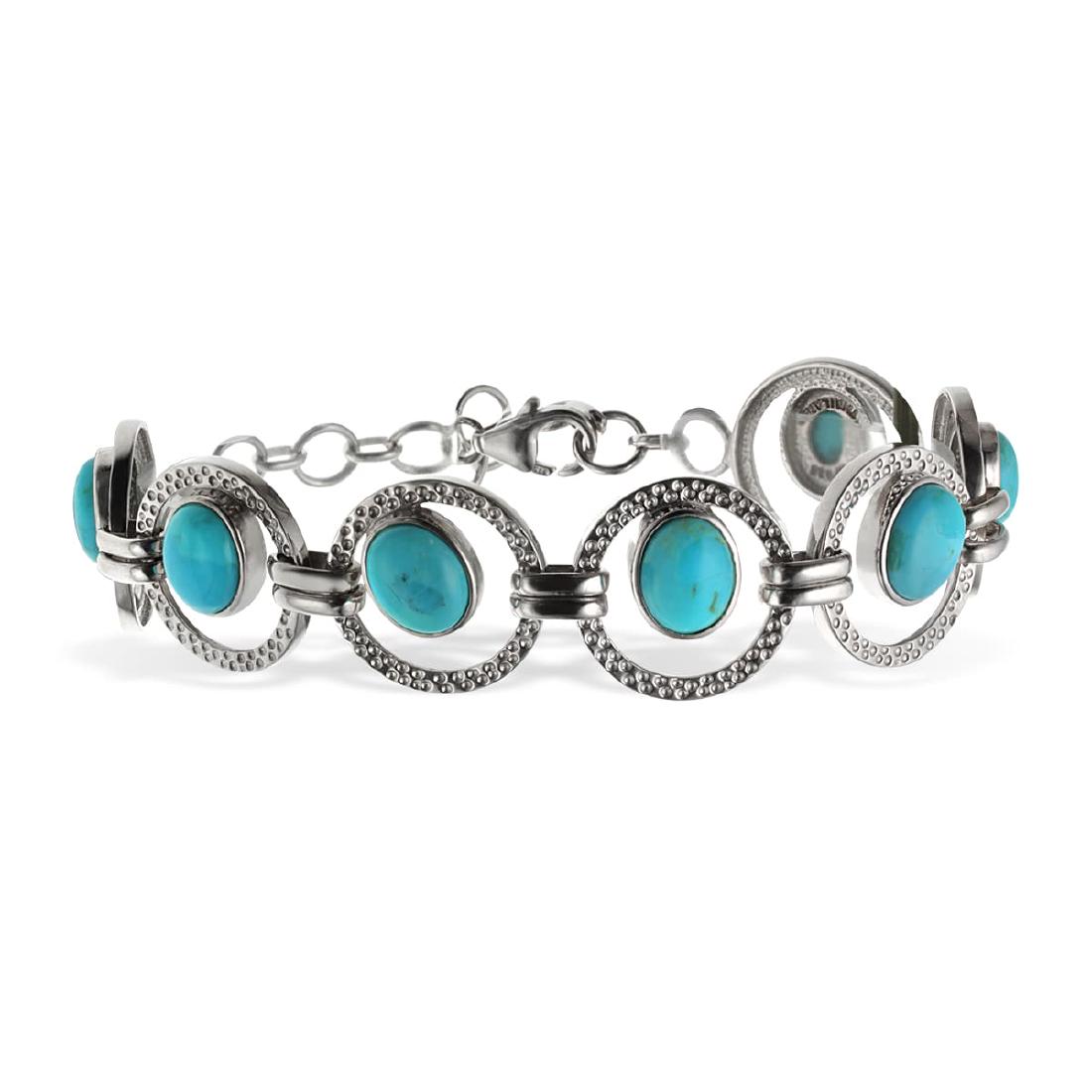 Sterling Silver Kingman Turquoise Link Bracelet (1 of 3)