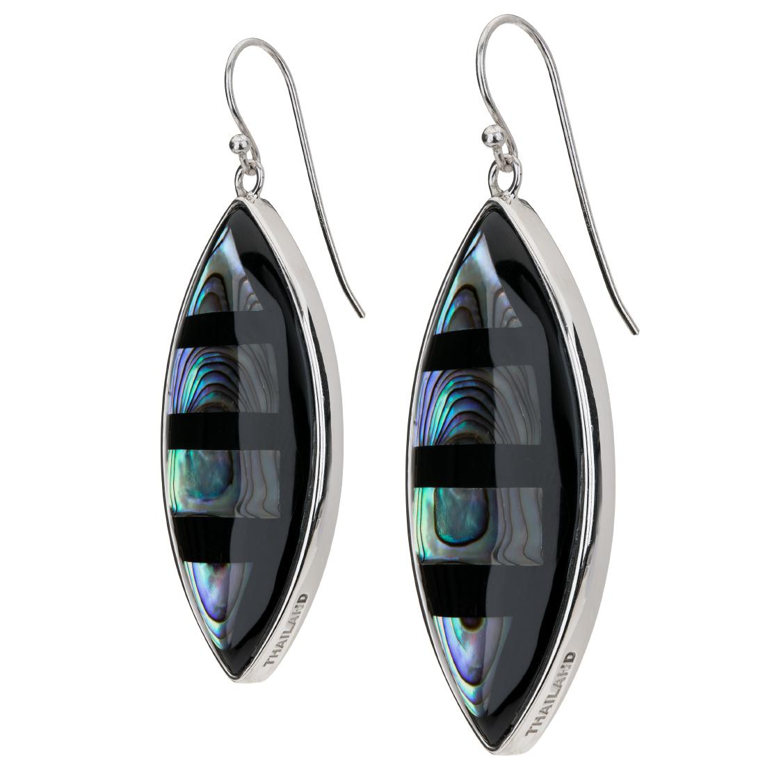 Sterling Silver Abalone Shell Marquise Dangle Earrings (1 of 3)
