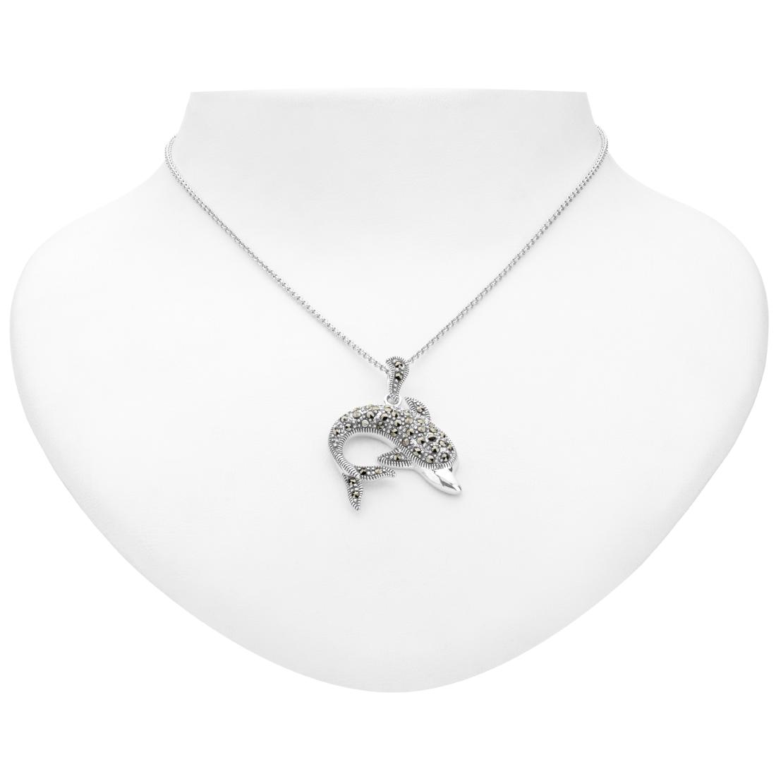 Marcasite Dolphin Pendant: This delightful pendant necklace from Addison Lane’s Animal Kingdom Collection is a guaranteed smile-producer. Our leaping dolphin is beautifully crafted in oxidized sterling silver with sparkli
