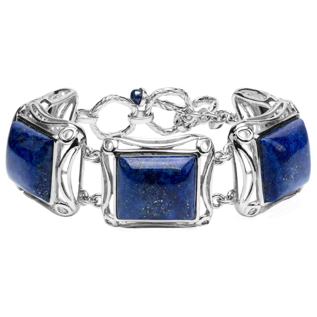 Sterling Silver 8" Lapis Adjustable Toggle Bracelet (1 of 3)