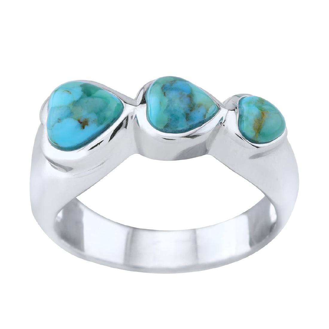 Sterling Silver Heart Shaped Turquoise Band Ring (1 of 3)