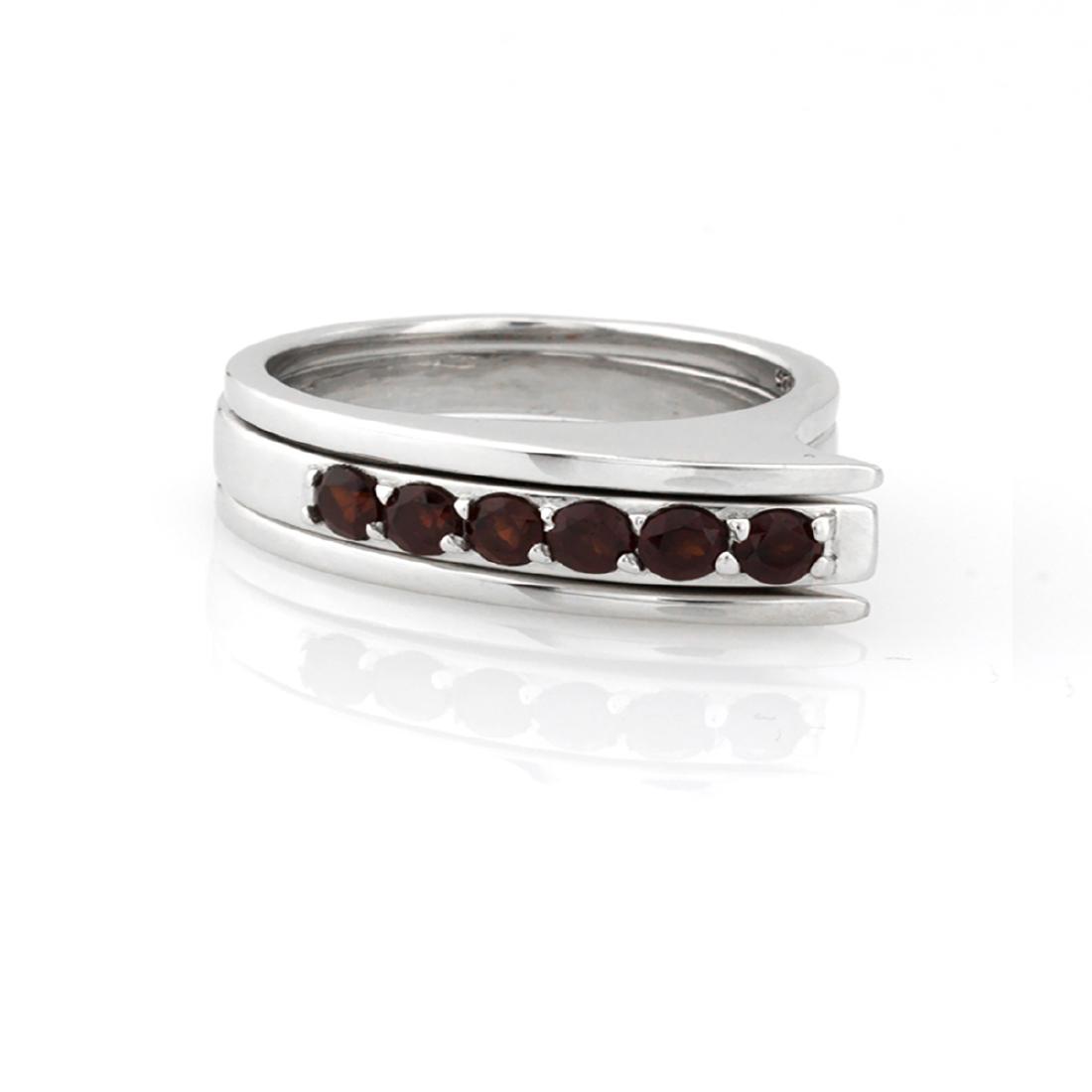 Silver Mozambique Garnet Stack Band Ring-SZ 9 (1 of 2)