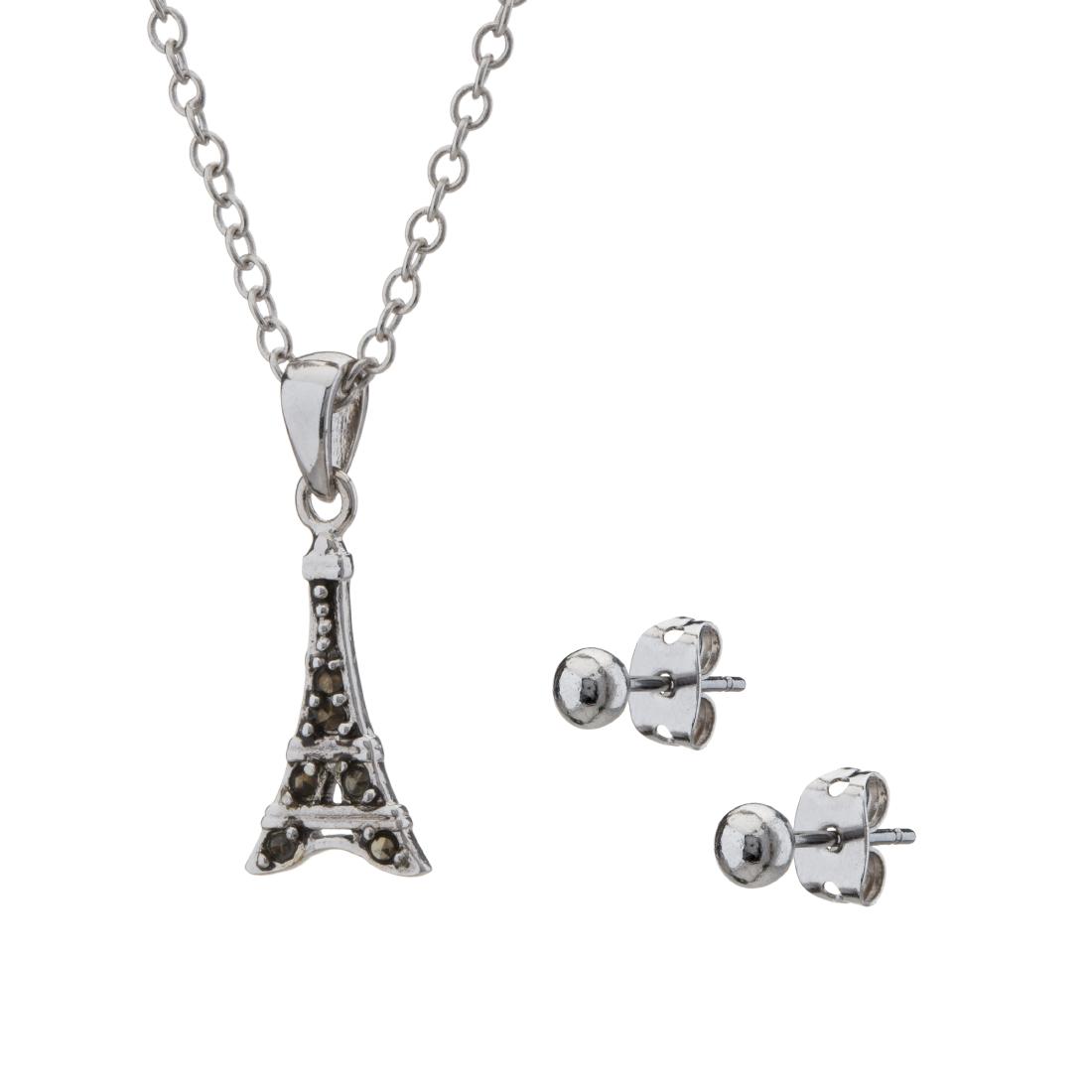 Set of Earrings & Pendant-Marcasite Eiffel Tower (1 of 3)