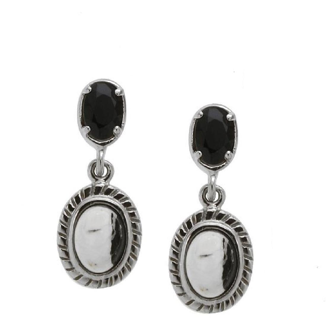 Silver White Buffalo & Black Spinel Earrings: Bold, dramatic coloration and beautiful styling make these earrings from the Pangea Mines Mined in America Collection a “must have.” Beautifully crafted in gleaming rhodium over sterling,