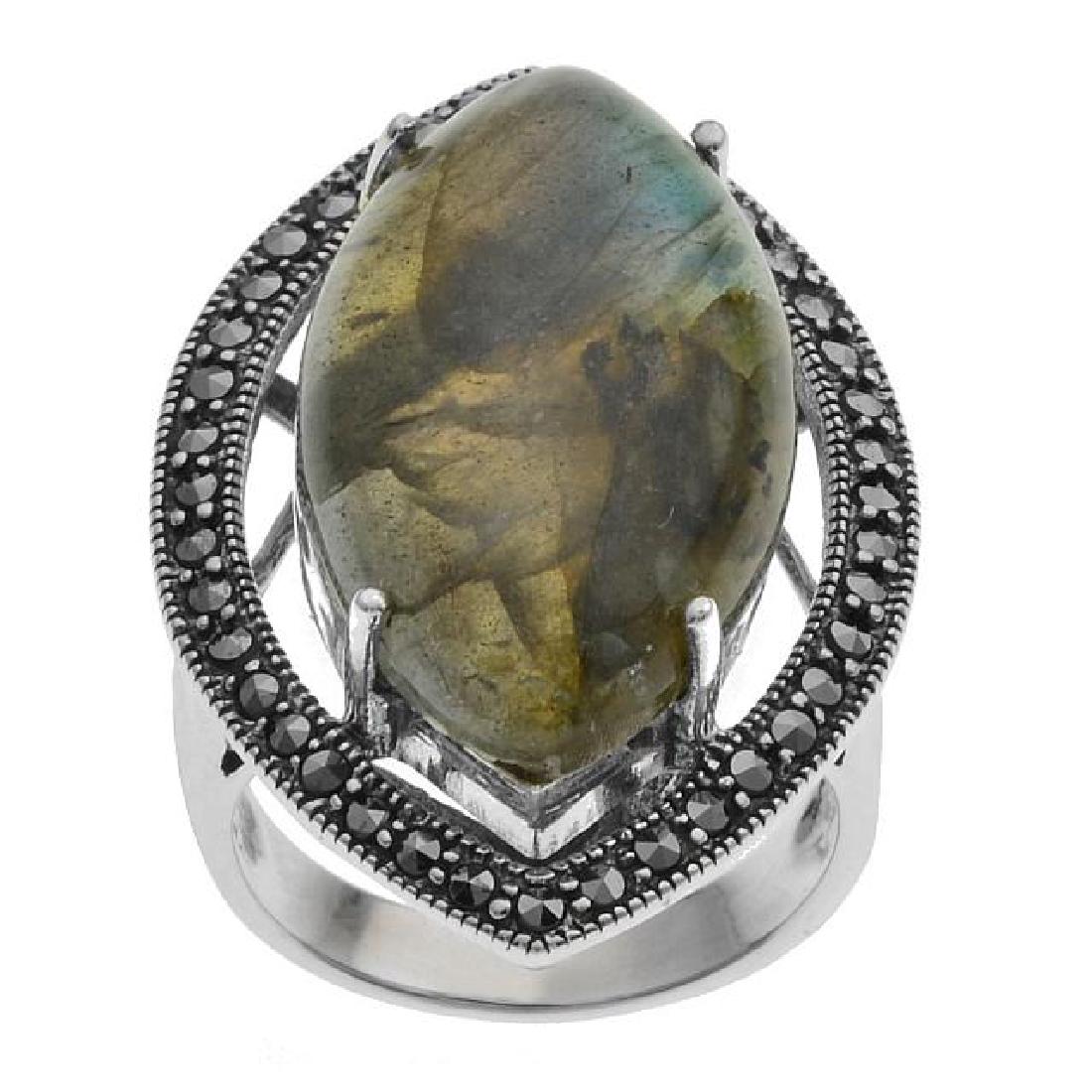 Sterling Silver Labradorite & Marcasite Ring-SZ 8 (1 of 2)