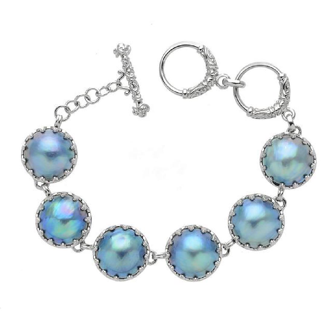 Sterling Silver Blue Mabe Pearl Toggle Bracelet (1 of 2)