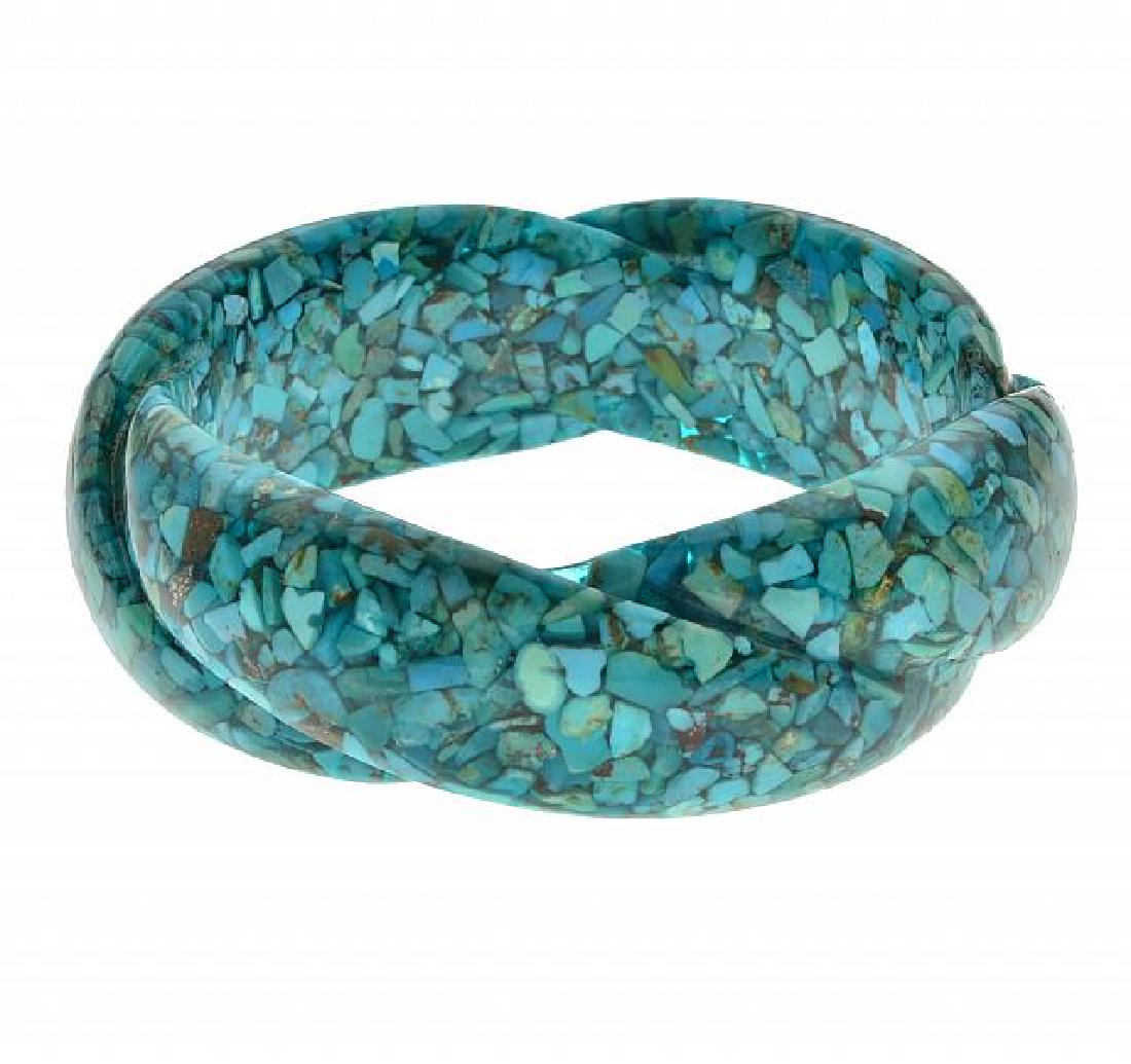 Twist Chip Shaped Turquoise Bangle Bracelet (1 of 1)