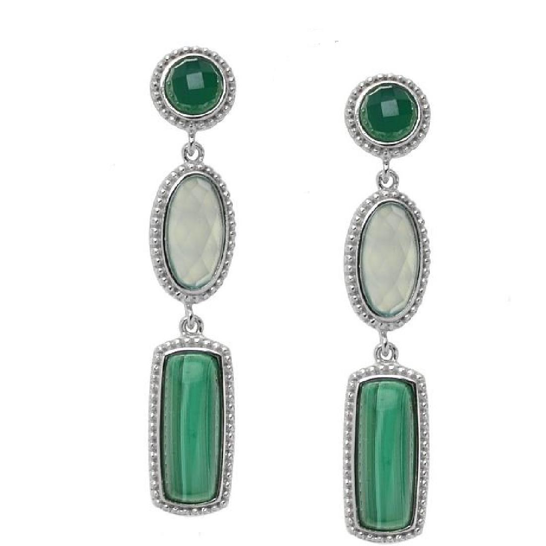 Sterling Silver Multi Gemstones Drop Earrings (1 of 2)