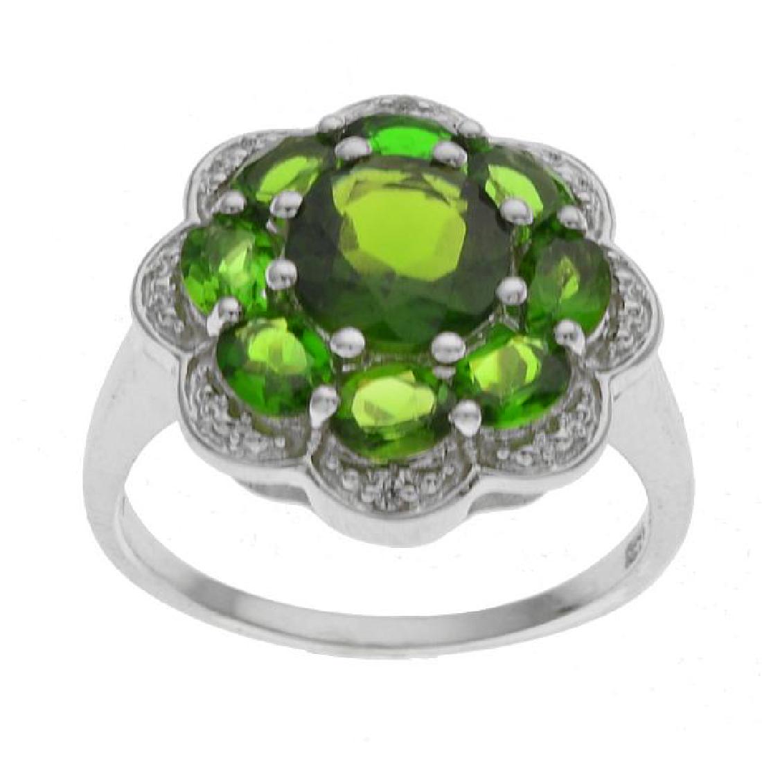 Sterling Silver Chrome Diopside Flower Ring-SZ 9 (1 of 1)
