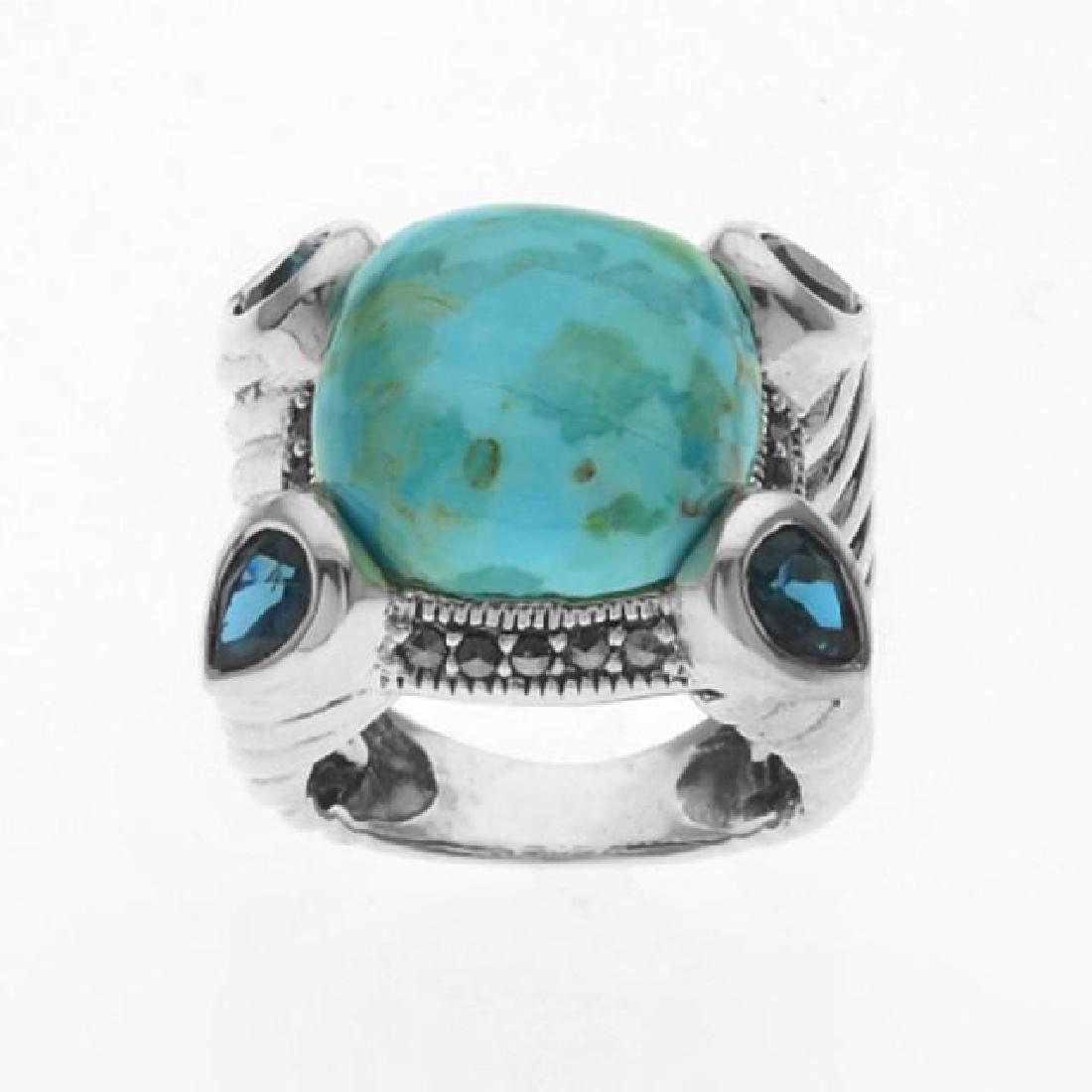 Sterling Silver Turquoise & Blue Topaz Ring-SZ 6 (1 of 1)