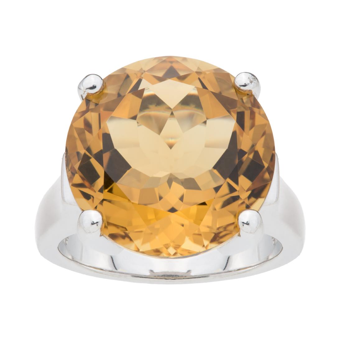 Silver 100-Facet Citrine Solitaire Ring-SZ 9: Sparkle! Sparkle! Sparkle! Pangea Mines exquisite solitaire ring is beautifully crafted in fine sterling silver and adorned with Citrine in a 100-facet cut that captures and reflects every bit of ligh