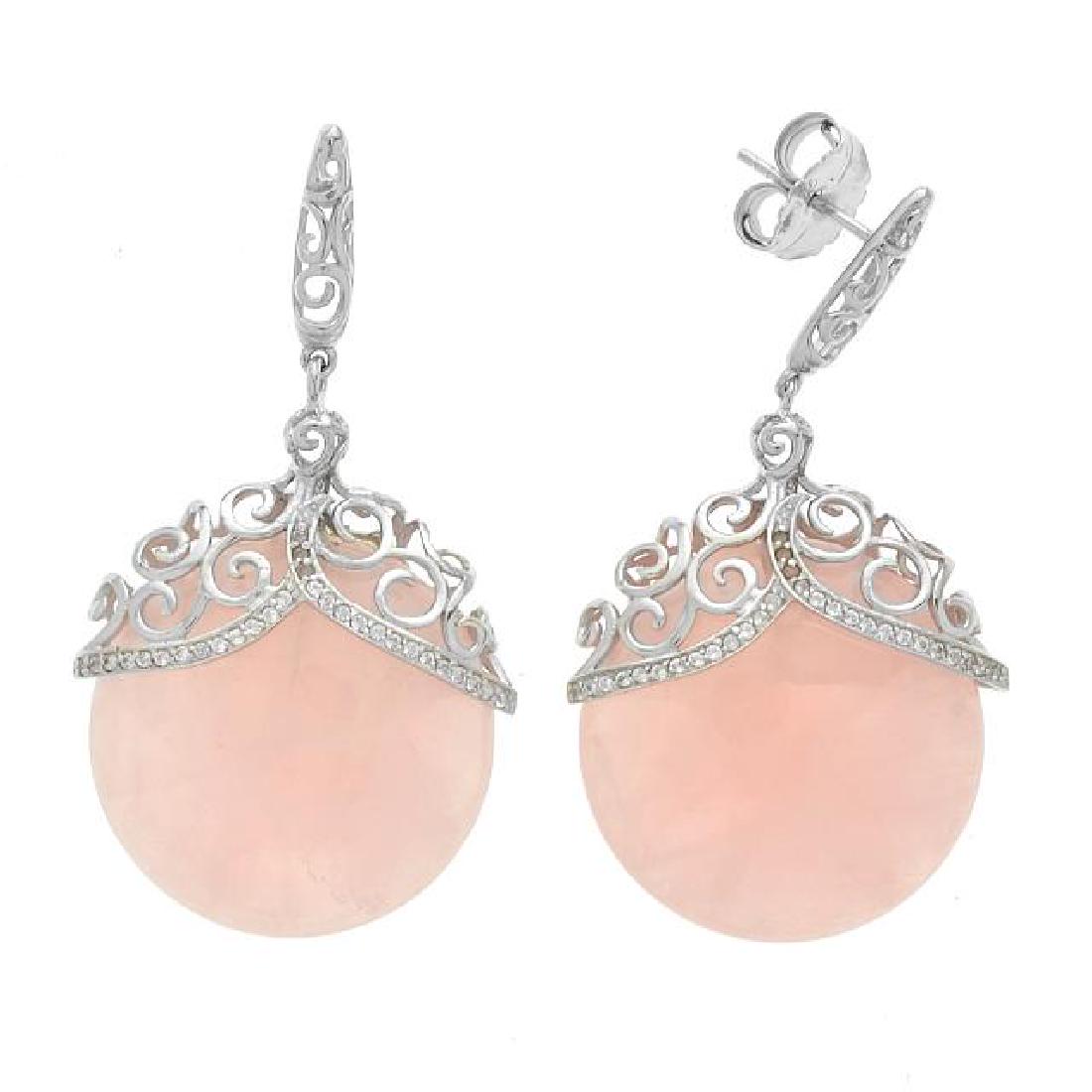 Sterling Silver Rose Quartz & Topaz Drop Earrings (1 of 1)