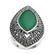 Sterling Silver Green Agate & Marcasite Ring-SZ 7
