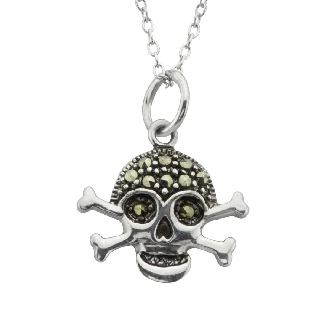 Sterling Silver Marcasite Skull Charm Pendant (1 of 3)