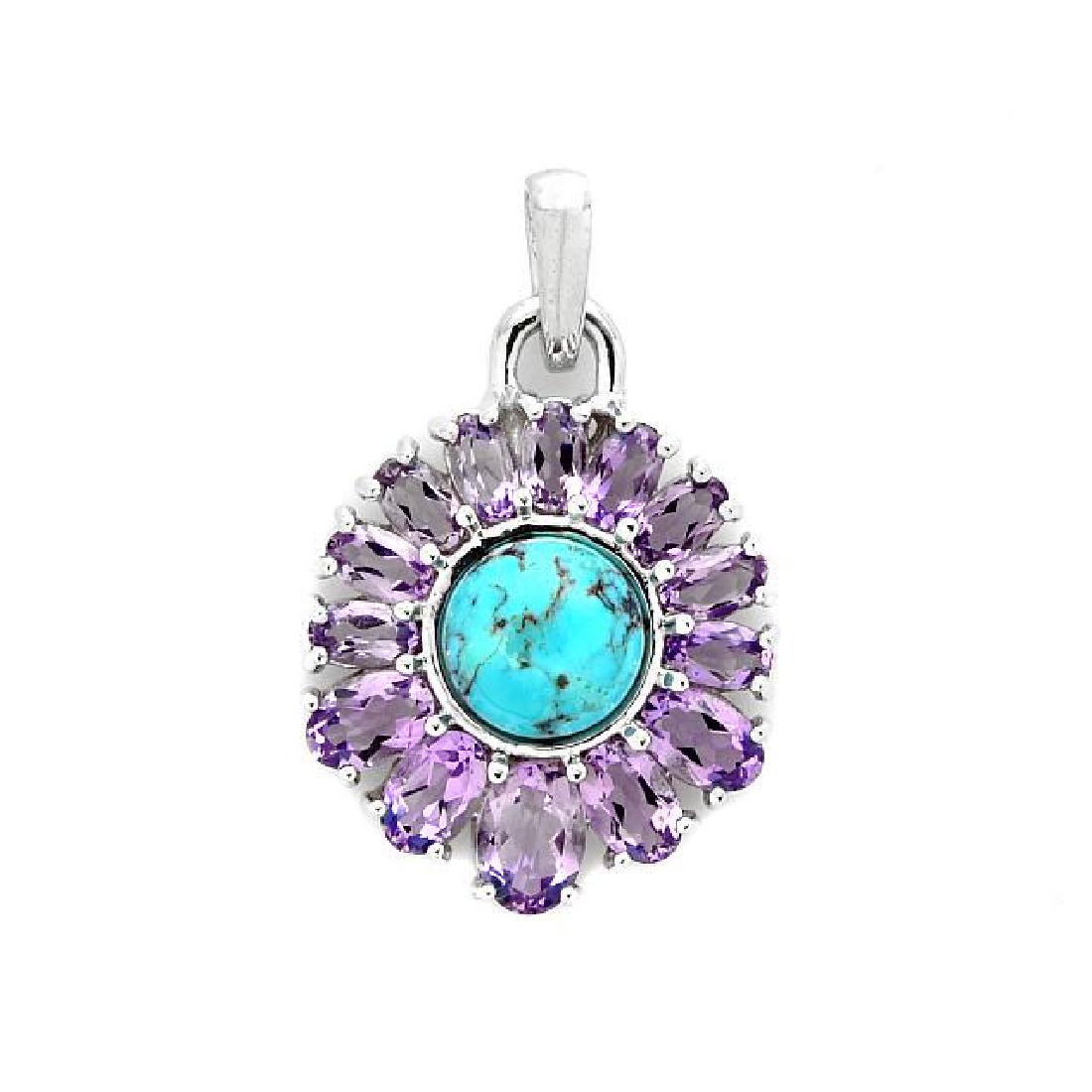 Sterling Silver Turquoise & Amethyst Pendant (1 of 1)