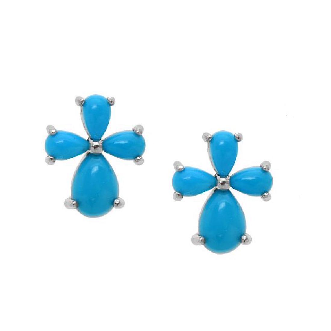 Sterling Silver Turquoise Cross Stud Earrings (1 of 2)