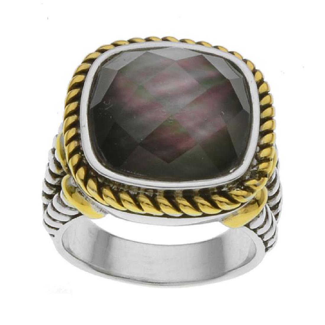 Silver Black Mother of Pearl Doublet Ring-SZ 7 (1 of 1)