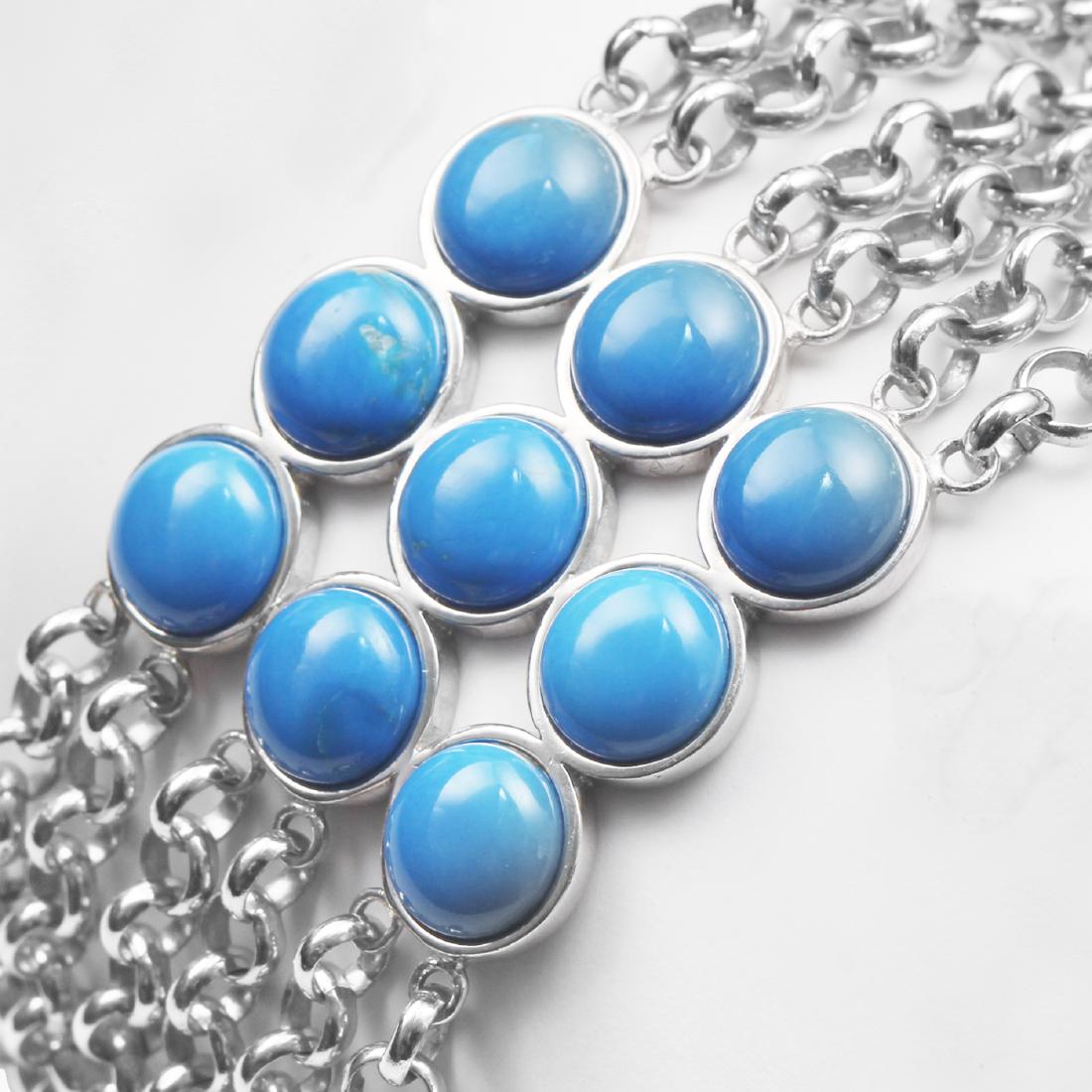 Sterling Silver Ceruleite Chain Toggle Bracelet (1 of 2)