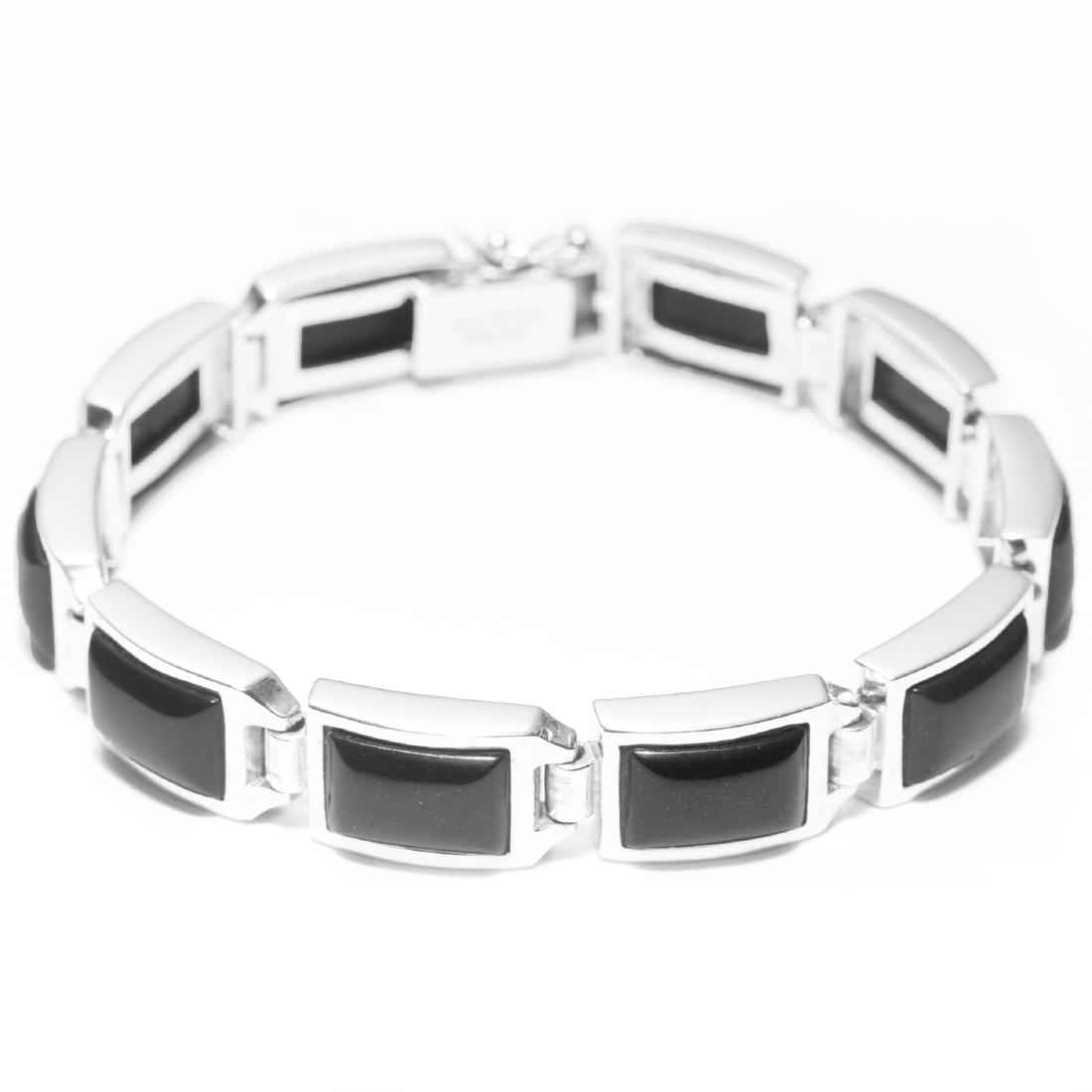 Silver Colorado Black Moonstone Link Bracelet (1 of 2)