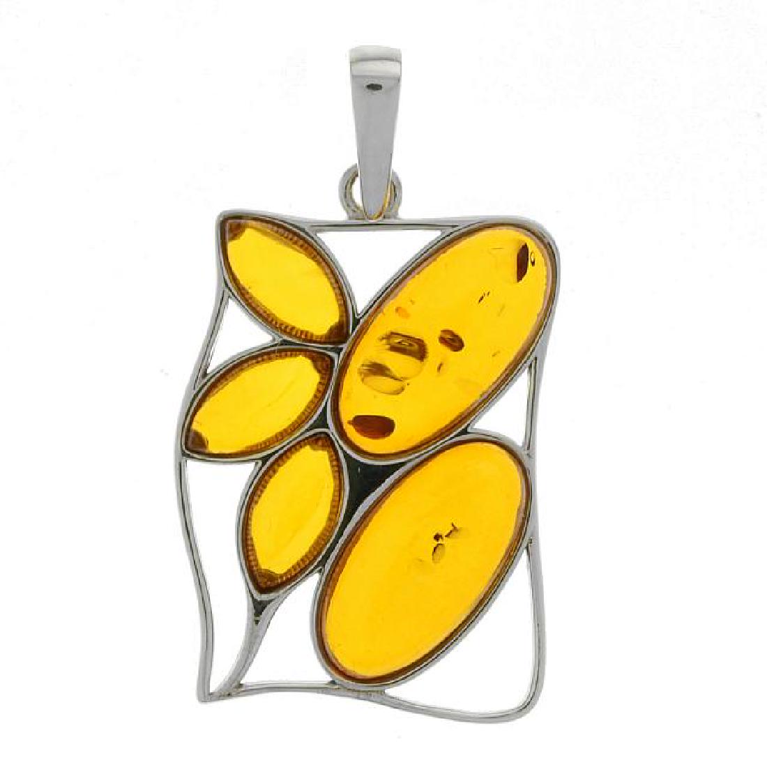 Sterling Silver Baltic Amber Openwork Pendant (1 of 1)
