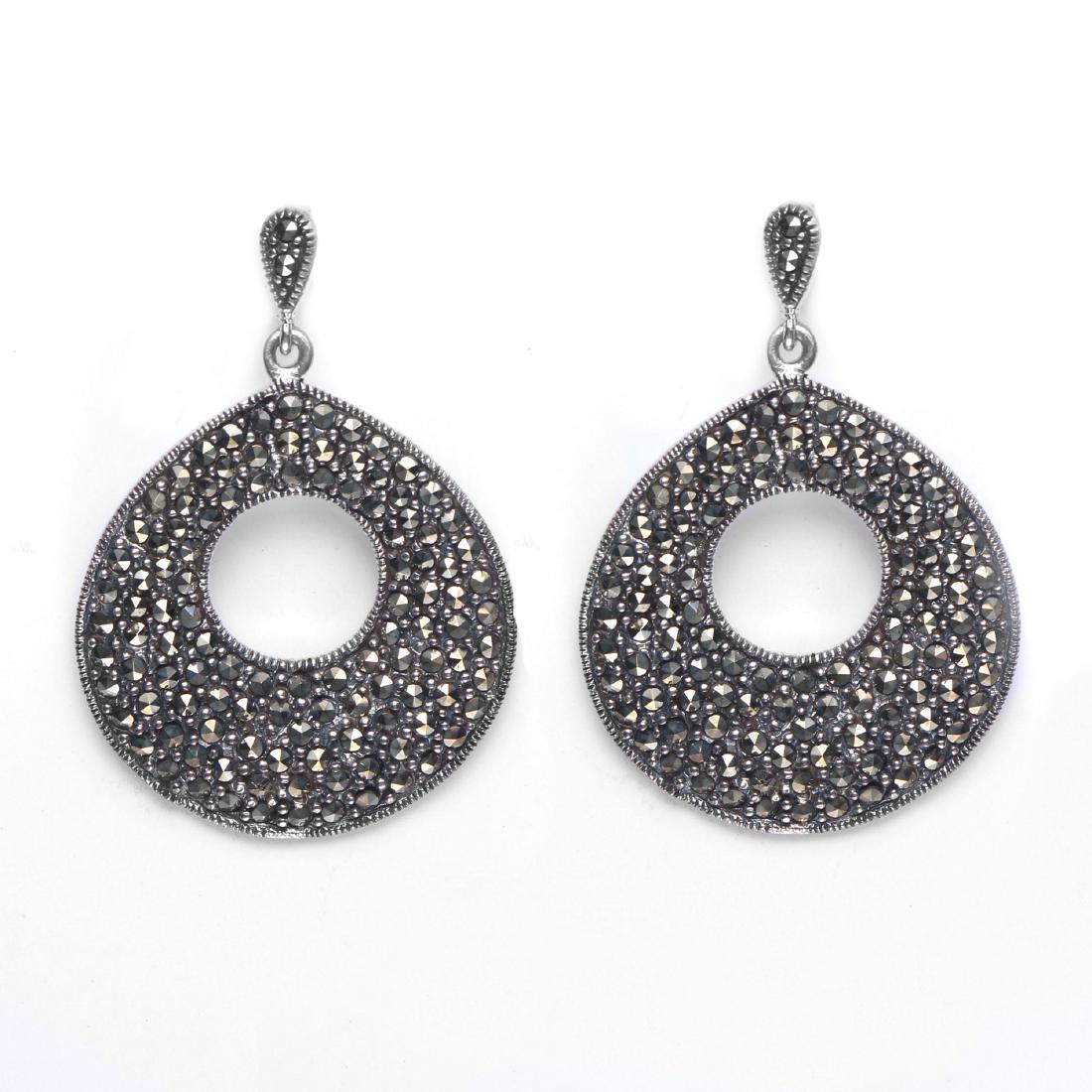 Sterling Silver Marcasite Drop Earrings (1 of 1)