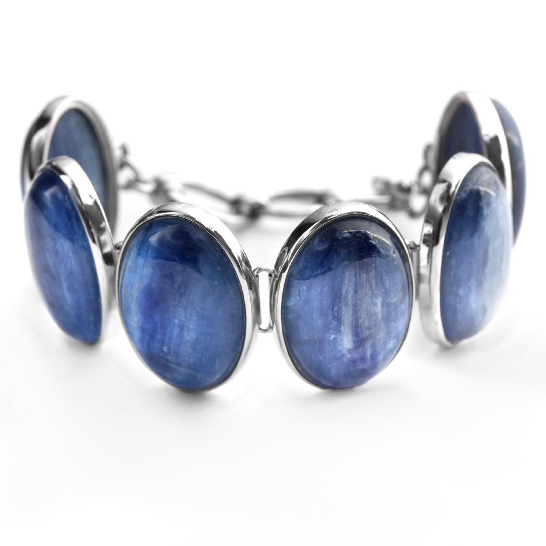 Sterling Silver Oval Kyanite Toggle Bracelet (1 of 2)