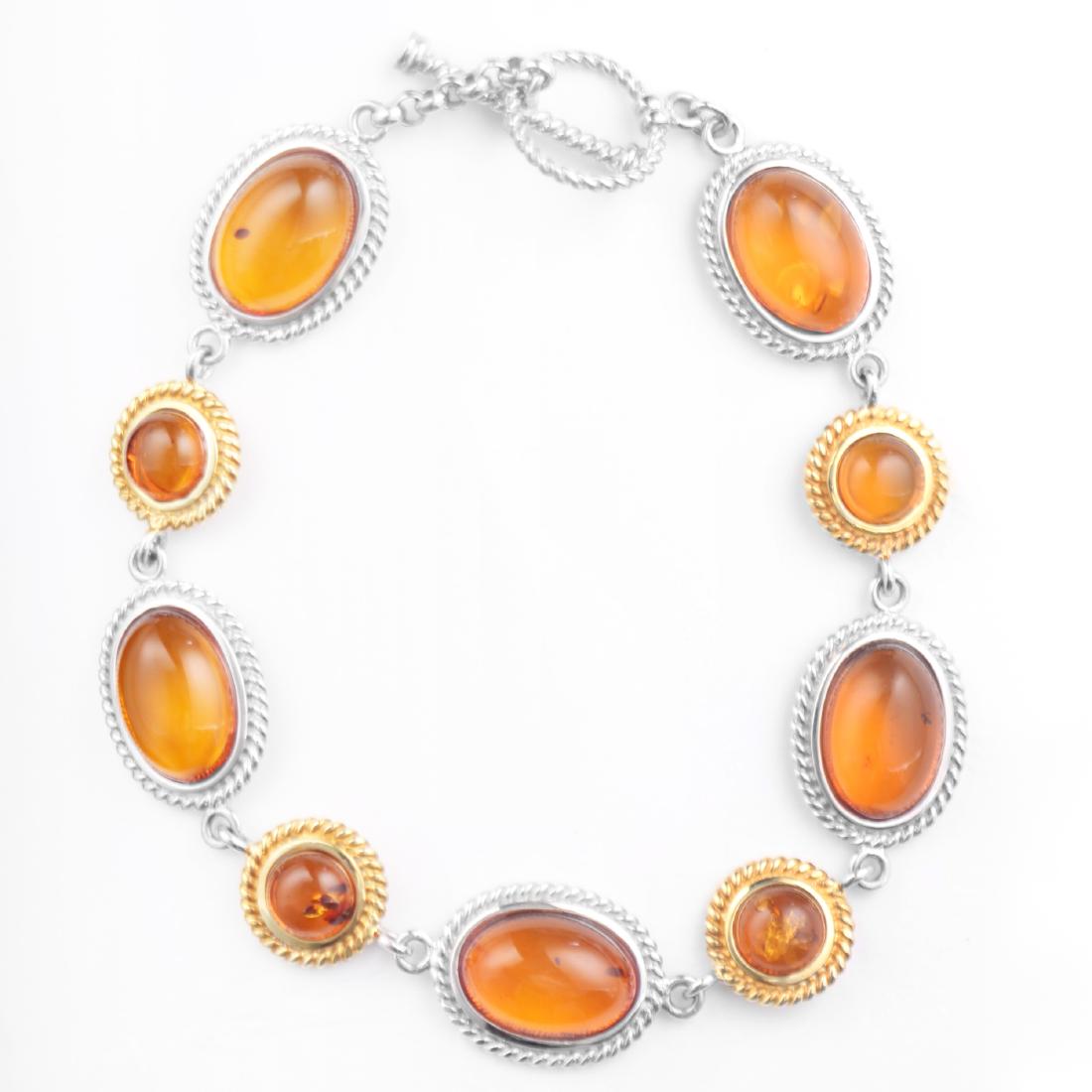 Silver Two-tone Baltic Amber Toggle Bracelet (1 of 2)