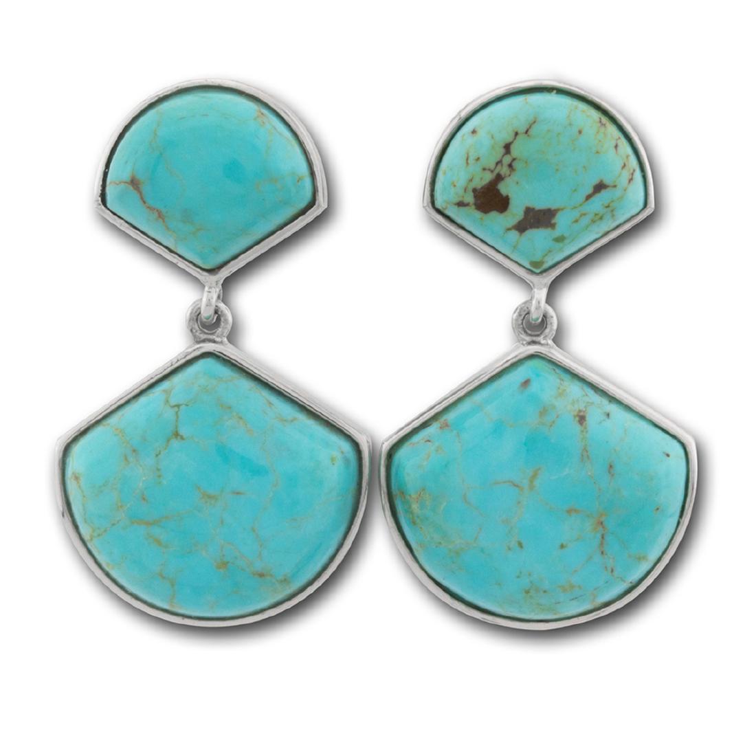 Sterling Silver Turquoise Fan Drop Earrings (1 of 3)