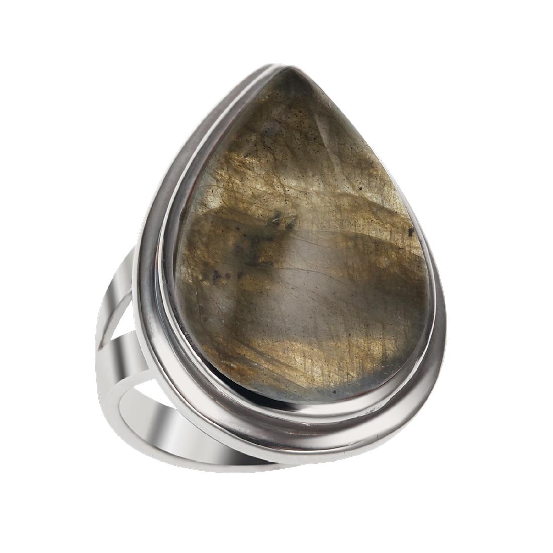 Sterling Silver Labradorite Pear Shaped Ring-SZ 9: Crafted 925 sterling silver, this pear shaped ring features the alluring glow of genuine Labradorite in an attractive raised design. A polished split shank completes the look in a complementing fashio