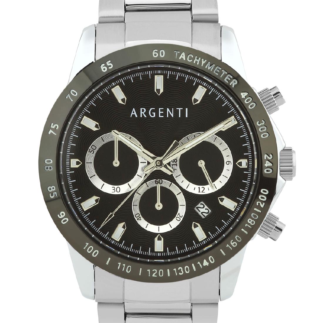 Argenti Multi-Function Chronograph Men's Watch: Citizen/Miyota VD53B Quartz Movement, True Chronograph Functions, Tachymeter Scale, Visible Date Window, Multi.Textured Dial, Luminescent Hands and Hour Markers Round Stainless Steel Case with 22mm Ad