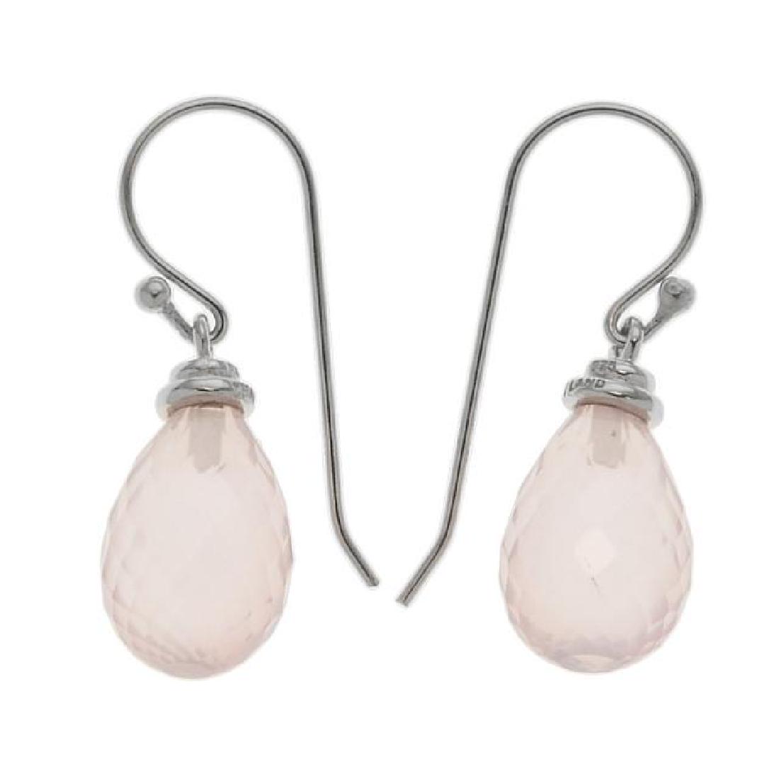 Sterling Silver Rose Quartz Briolette Drop Earring (1 of 1)