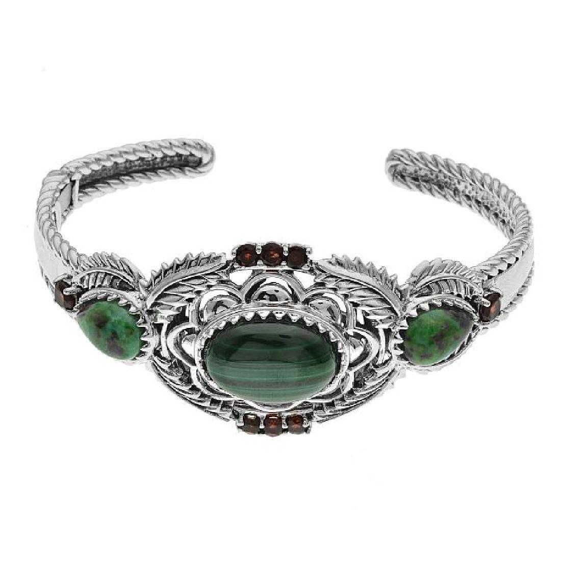 Sterling Silver Multi Gemstone Hinged Cuff (1 of 2)