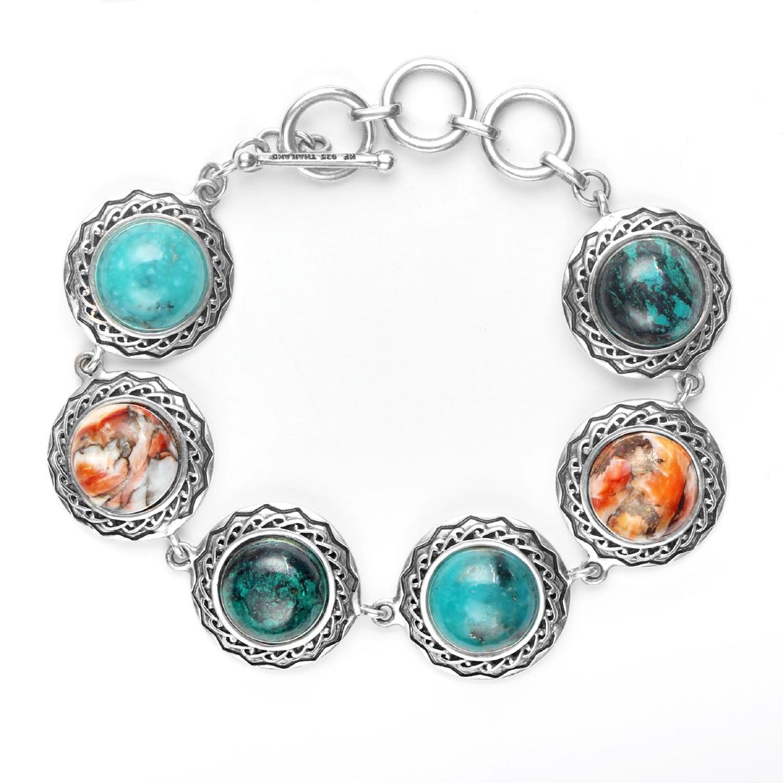 Sterling Silver Multi Gemstone Toggle Bracelet (1 of 2)