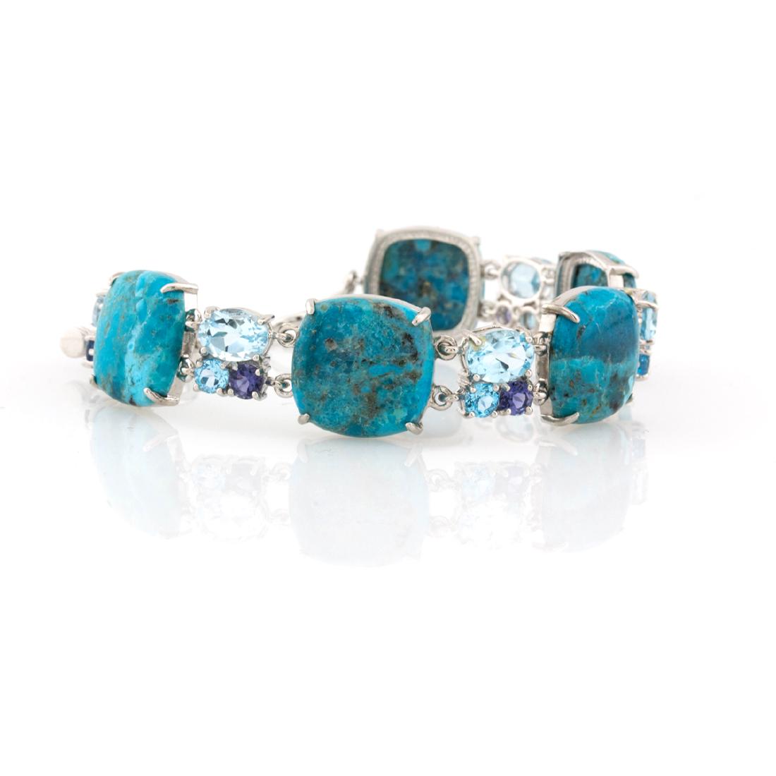 Silver Turquoise & Multi Gemstone Toggle Bracelet (1 of 3)